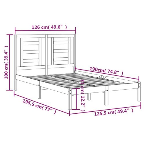 Cadre De Lit Sans Matelas 120x190 Cm Bois Massif