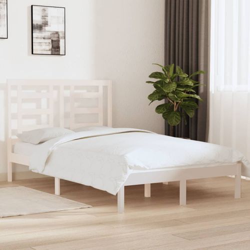 Cadre De Lit Sans Matelas Blanc 120x200 Cm Bois De Pin Massif