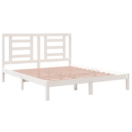 Cadre De Lit Sans Matelas Blanc 160x200 Cm Bois De Pin Massif