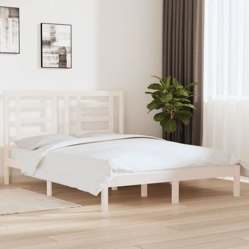 Cadre De Lit Sans Matelas Blanc 160x200 Cm Bois De Pin Massif