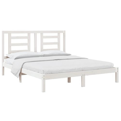 Cadre De Lit Sans Matelas Blanc 160x200 Cm Bois De Pin Massif