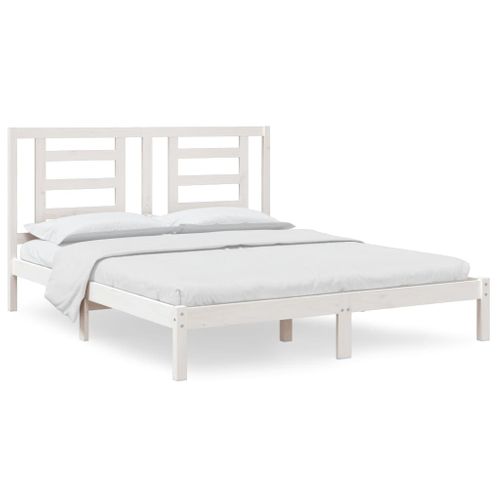 Cadre De Lit Sans Matelas Blanc 160x200 Cm Bois De Pin Massif
