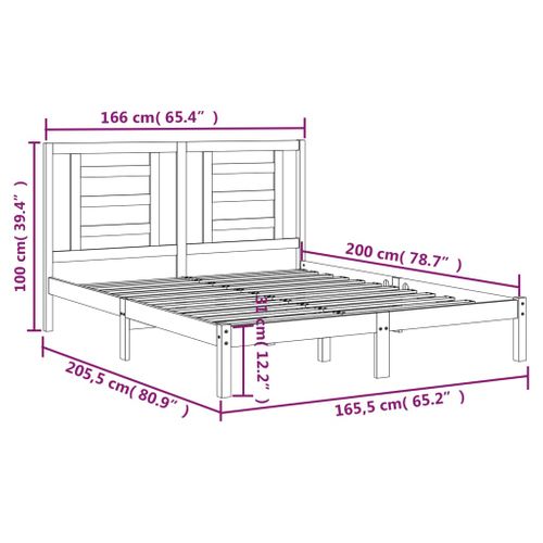 Cadre De Lit Sans Matelas Blanc 160x200 Cm Bois De Pin Massif