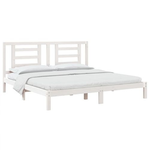 Cadre De Lit Sans Matelas Blanc 180x200 Cm Bois Massif