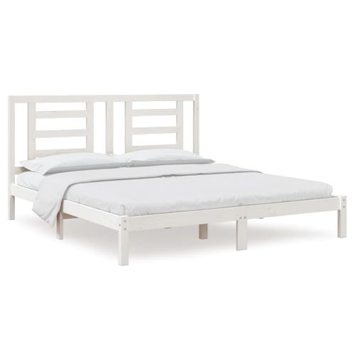 Cadre De Lit Sans Matelas Blanc 180x200 Cm Bois Massif