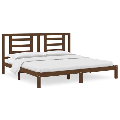 Cadre De Lit Sans Matelas Marron Miel 200x200cm Bois Pin Massif