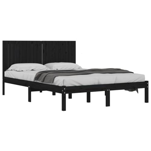 Cadre De Lit Sans Matelas Noir 200x200 Cm Bois Massif De Pin