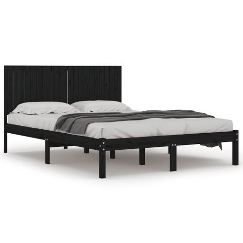 Cadre De Lit Sans Matelas Noir 200x200 Cm Bois Massif De Pin
