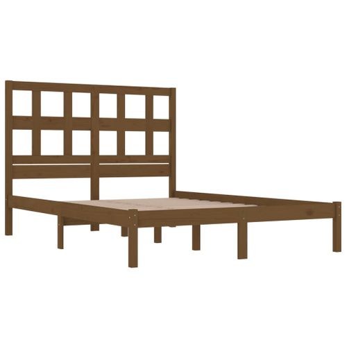 Cadre De Lit Sans Matelas Marron Miel 200x200cm Bois Pin Massif