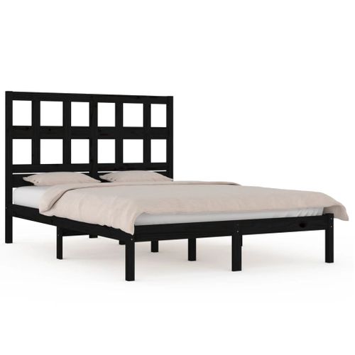 Cadre De Lit Sans Matelas Noir 200x200 Cm Bois Massif De Pin