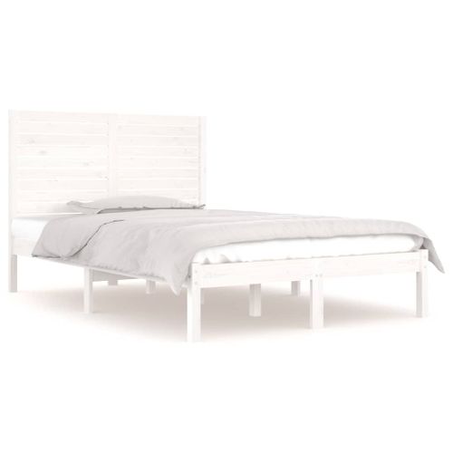 Cadre De Lit Sans Matelas Blanc 140x190 Cm Bois Massif