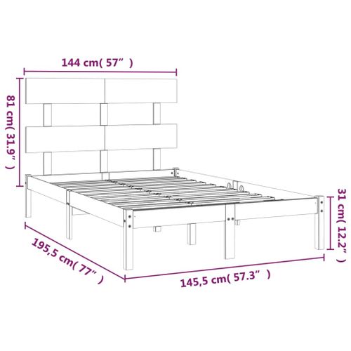 Cadre De Lit Sans Matelas 140x190 Cm Bois Massif