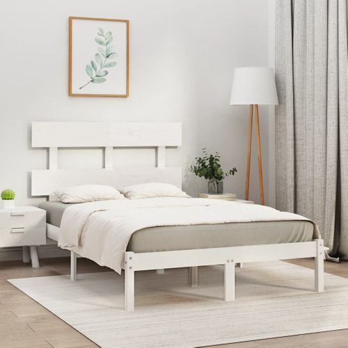 Cadre De Lit Sans Matelas Blanc 120x200 Cm Bois Massif