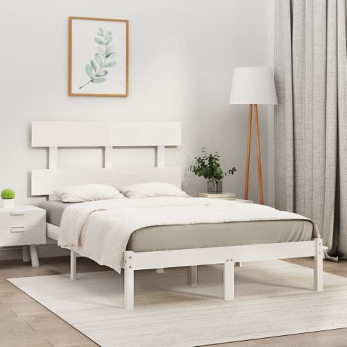 Cadre De Lit Sans Matelas Blanc 160x200 Cm Bois Massif