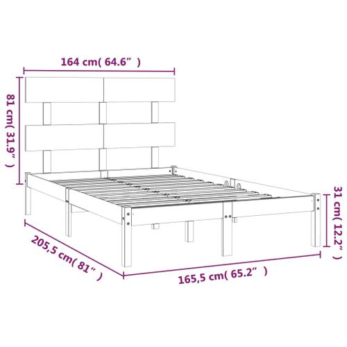 Cadre De Lit Sans Matelas Blanc 160x200 Cm Bois Massif