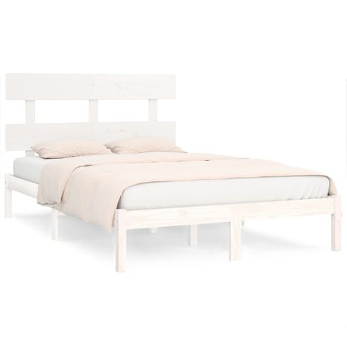Cadre De Lit Sans Matelas Blanc 200x200 Cm Bois Massif