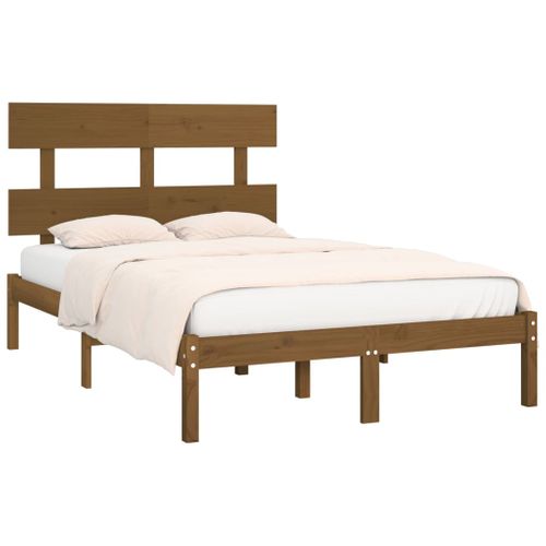Cadre De Lit Sans Matelas Marron Miel 200x200 Cm Bois Massif