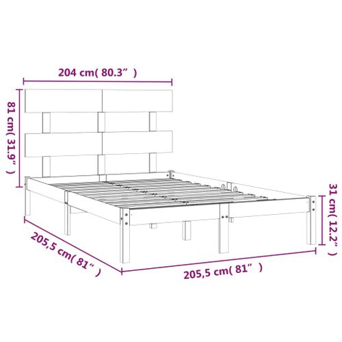 Cadre De Lit Sans Matelas Marron Miel 200x200 Cm Bois Massif