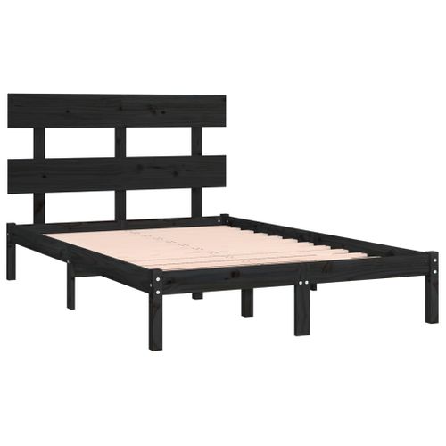 Cadre De Lit Sans Matelas Noir 200x200 Cm Bois Massif