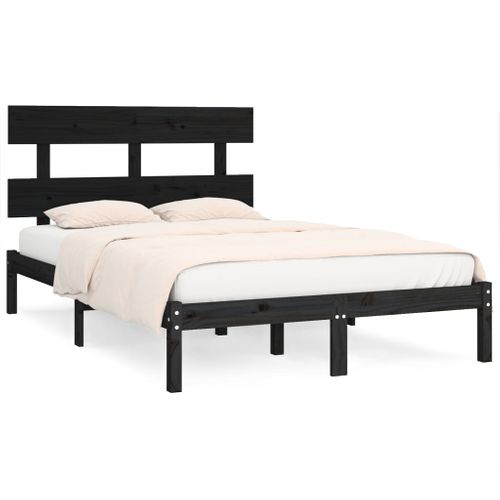Cadre De Lit Sans Matelas Noir 200x200 Cm Bois Massif