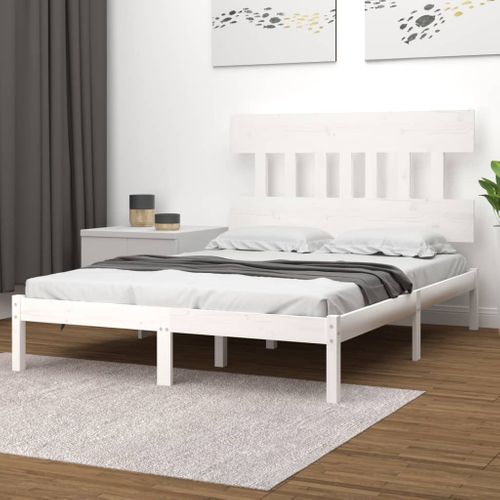 Cadre De Lit Sans Matelas Blanc 120x200 Cm Bois Massif