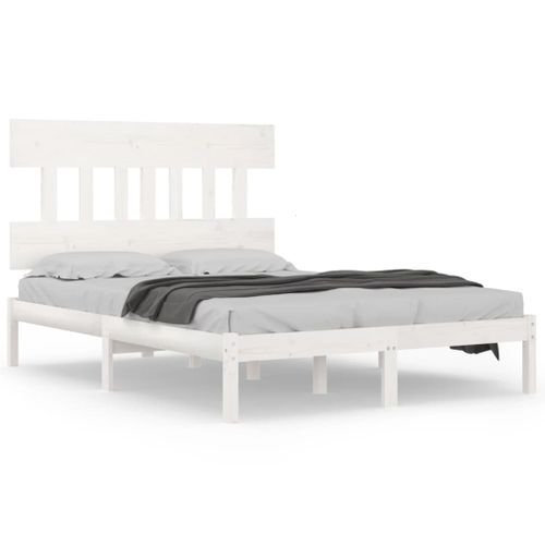 Cadre De Lit Sans Matelas Blanc 120x200 Cm Bois Massif