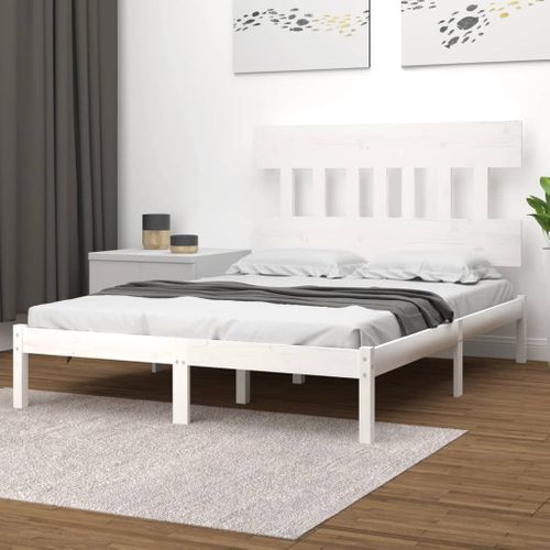 Cadre De Lit Sans Matelas Blanc 140x200 Cm Bois Massif