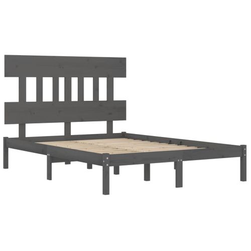 Cadre De Lit Sans Matelas Gris 200x200 Cm Bois Massif