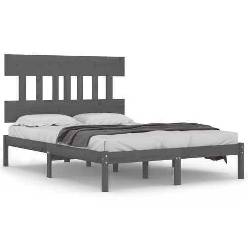Cadre De Lit Sans Matelas Gris 200x200 Cm Bois Massif
