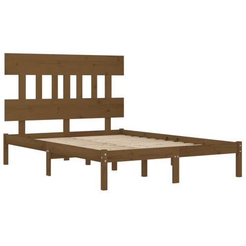 Cadre De Lit Sans Matelas Marron Miel 200x200 Cm Bois Massif