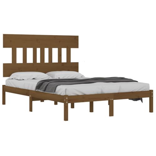 Cadre De Lit Sans Matelas Marron Miel 200x200 Cm Bois Massif