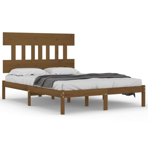 Cadre De Lit Sans Matelas Marron Miel 200x200 Cm Bois Massif