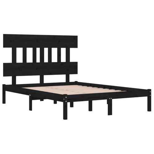 Cadre De Lit Sans Matelas Noir 200x200 Cm Bois Massif