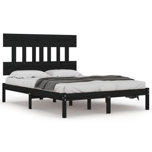 Cadre De Lit Sans Matelas Noir 200x200 Cm Bois Massif