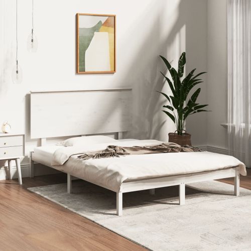 Cadre De Lit Sans Matelas Blanc 120x200 Cm Bois De Pin Massif