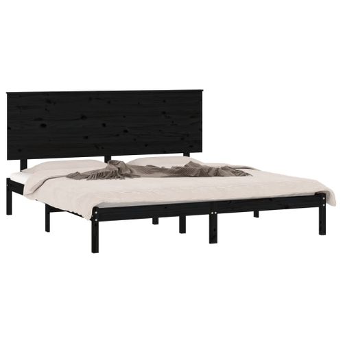 Cadre De Lit Sans Matelas Noir 200x200 Cm Bois Massif De Pin