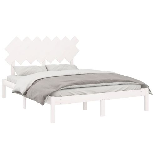 Cadre De Lit Sans Matelas Blanc 140x200 Cm Bois Massif
