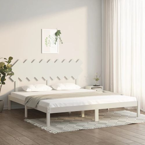 Cadre De Lit Sans Matelas Blanc 180x200 Cm Bois Massif
