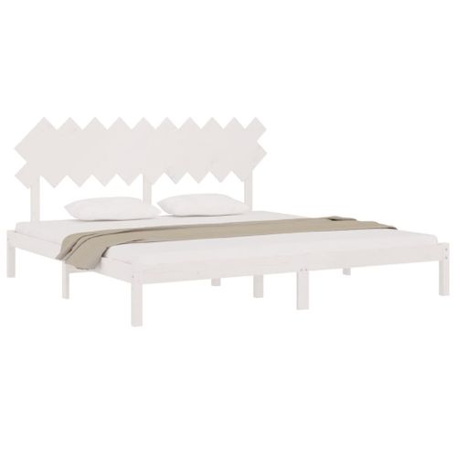 Cadre De Lit Sans Matelas Blanc 200x200 Cm Bois Massif