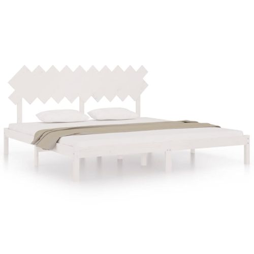 Cadre De Lit Sans Matelas Blanc 200x200 Cm Bois Massif