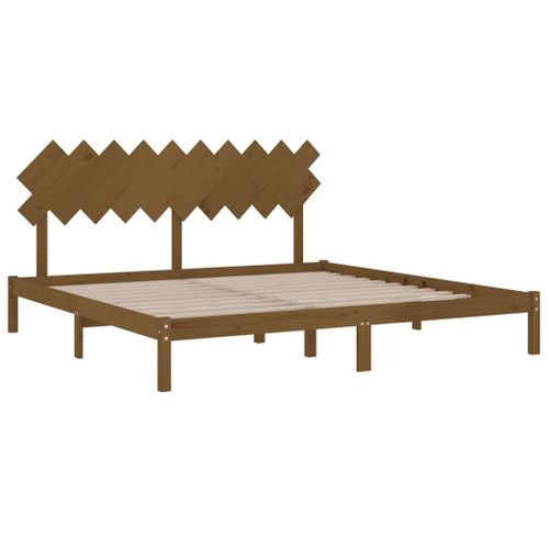Cadre De Lit Sans Matelas Marron Miel 200x200 Cm Bois Massif