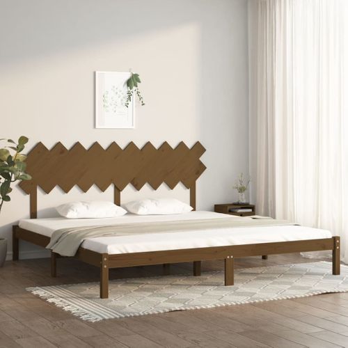 Cadre De Lit Sans Matelas Marron Miel 200x200 Cm Bois Massif