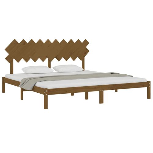 Cadre De Lit Sans Matelas Marron Miel 200x200 Cm Bois Massif