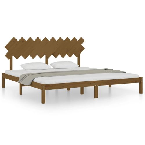 Cadre De Lit Sans Matelas Marron Miel 200x200 Cm Bois Massif
