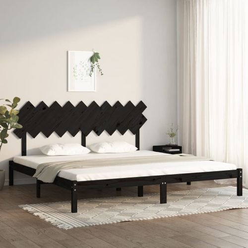 Cadre De Lit Sans Matelas Noir 200x200 Cm Bois Massif