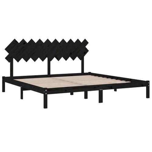 Cadre De Lit Sans Matelas Noir 200x200 Cm Bois Massif