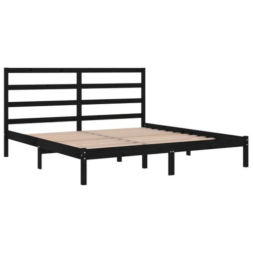 Cadre De Lit Sans Matelas Noir 200x200 Cm Bois Massif De Pin