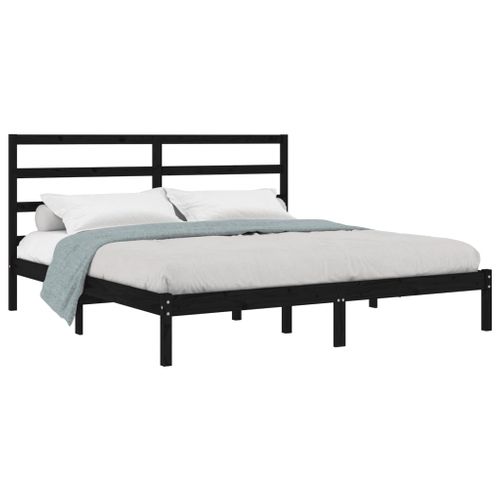 Cadre De Lit Sans Matelas Noir 200x200 Cm Bois Massif De Pin