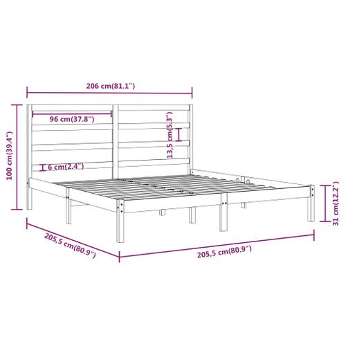 Cadre De Lit Sans Matelas Noir 200x200 Cm Bois Massif De Pin