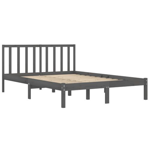 Cadre De Lit Sans Matelas Bois Massif De Pin Gris 200x200 Cm